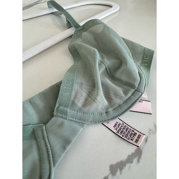 Victoria's Secret Bralette Mesh Velvet Size 32B Sage Green - Picture 5 of 5